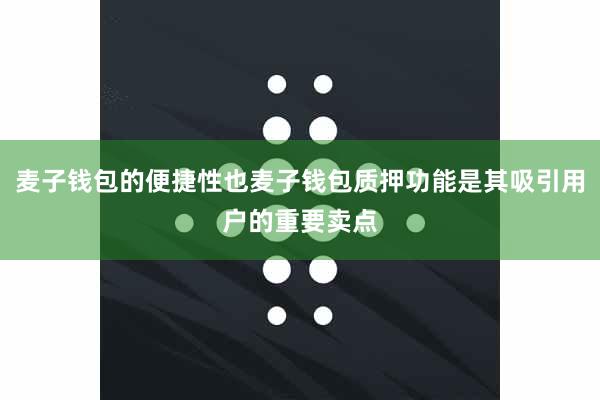 麦子钱包的便捷性也麦子钱包质押功能是其吸引用户的重要卖点