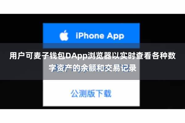 用户可麦子钱包DApp浏览器以实时查看各种数字资产的余额和交易记录